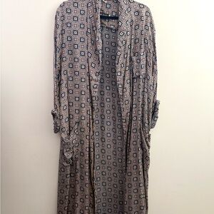 Vintage Holt Renfrew Geometric Patterned Long Kimono Silk Robe